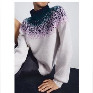 Cos Sweater Women's Size Small Long Sleeve High Neck Fair Isle Knit